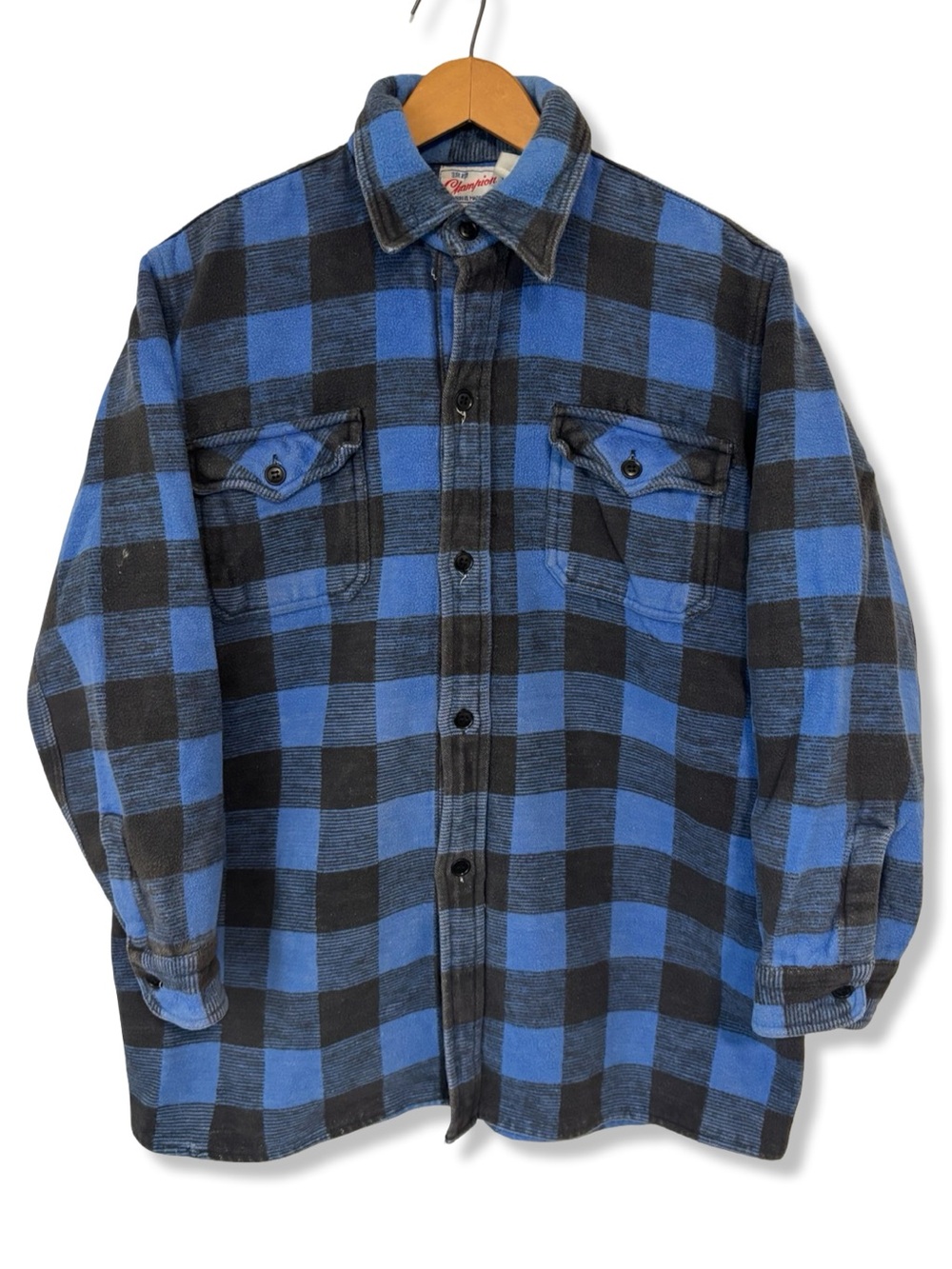 Vintage 60s-70s Champion Blue and Black Buffalo Plaid Heavy Flannel Shirt